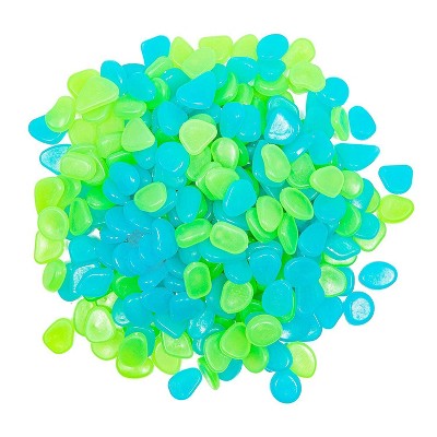 Bright Creations 300 Pack Glow in The Dark Garden Blue & Green Pebbles Glass Gems for Vase Fillers Aquarium