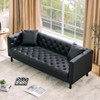 78" Leather Couch, Handmade Button Tufted 3 Seater Sofa, Charcoal Black - 4 of 4