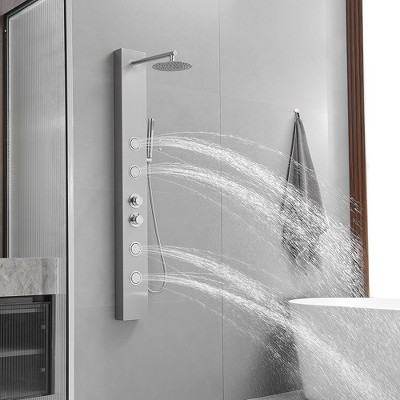 Nickel Chrome Multi-function Shower Panel with Adjustable Head