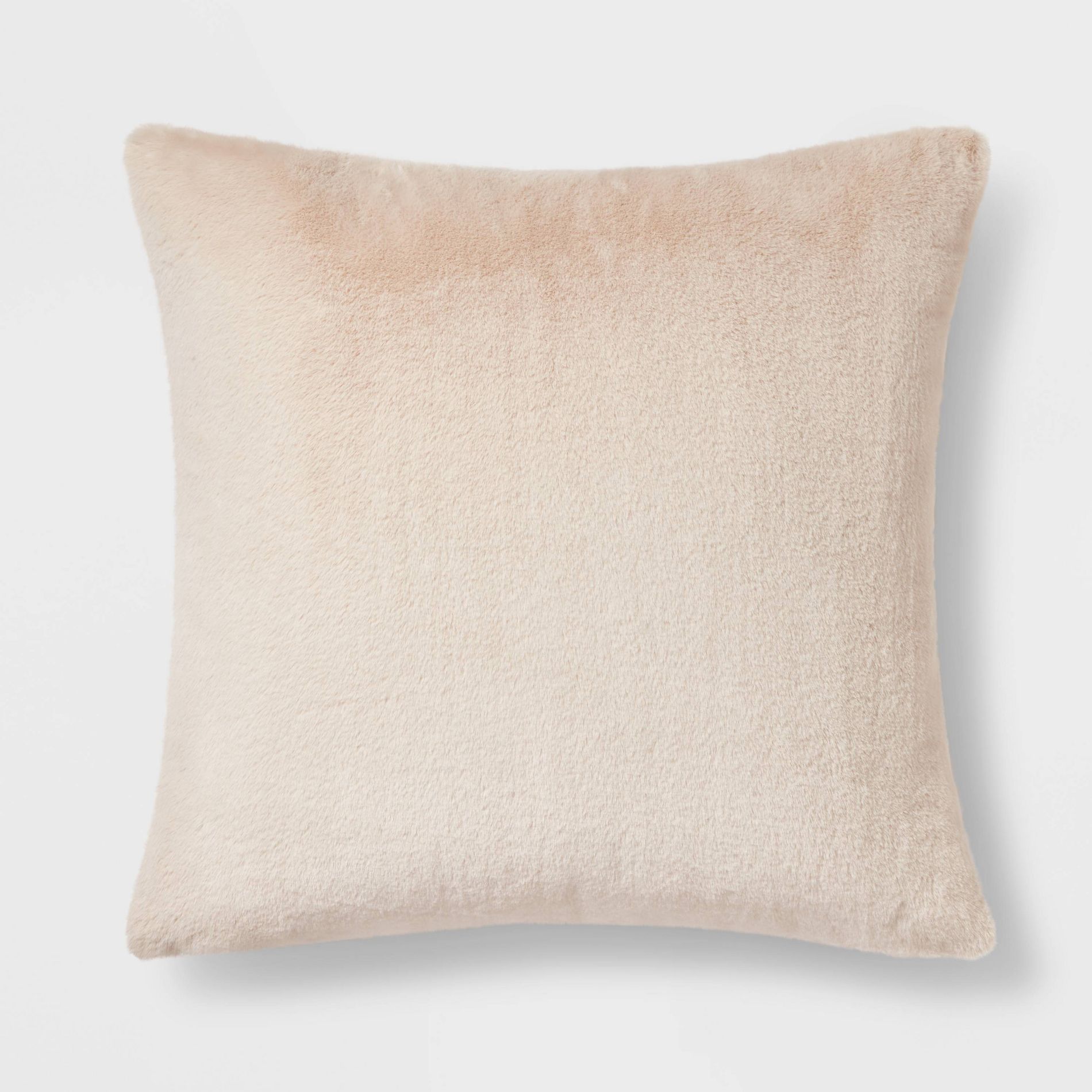 Oversized Faux Rabbit Fur Square Throw Pillow Neutral - Threshold™: Cozy Decorative Cushion for Indoor Use