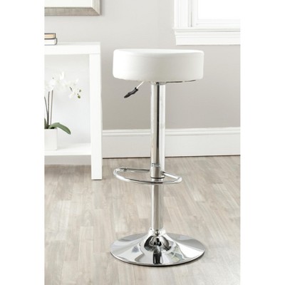 White Adjustable Swivel Backless Metal Bar Stool