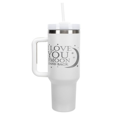 Elanze Designs I Love You to The Moon and Back Stars 40 oz. Stainless Steel, Large Water Bottle Coffee Mug, Spill & Leak Resistant, Thermal Travel