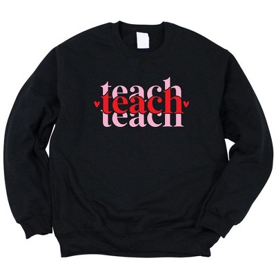 Simply Sage Market Women's Graphic Sweatshirt Teach Stacked With Hearts