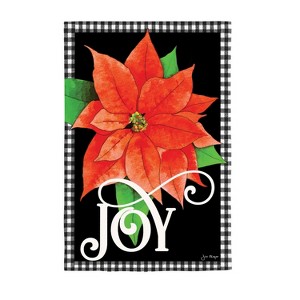 Evergreen Joy Poinsettia Burlap Garden Flag 12 x 18 Inches Indoor Outdoor Decor - 1 of 4