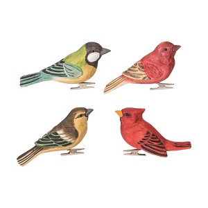 Gallerie II Wood Carved Bird Clip Ornament Set of 4 - 1 of 3