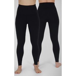 Yogalicious Womens 2 Pack Lux Everyday Elastic Free Super High Waist Ankle Legging and Lux Tribeca High Rise Side Pocket Ankle Legging - 1 of 3