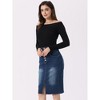 INSPIRE CHIC Women's High Waist Split Hem Casual Denim Pencil Skirt - 3 of 4