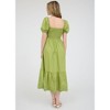 Sweetheart Neck Puff Sleeve Eyelet Hem Midi Dress - 2 of 4