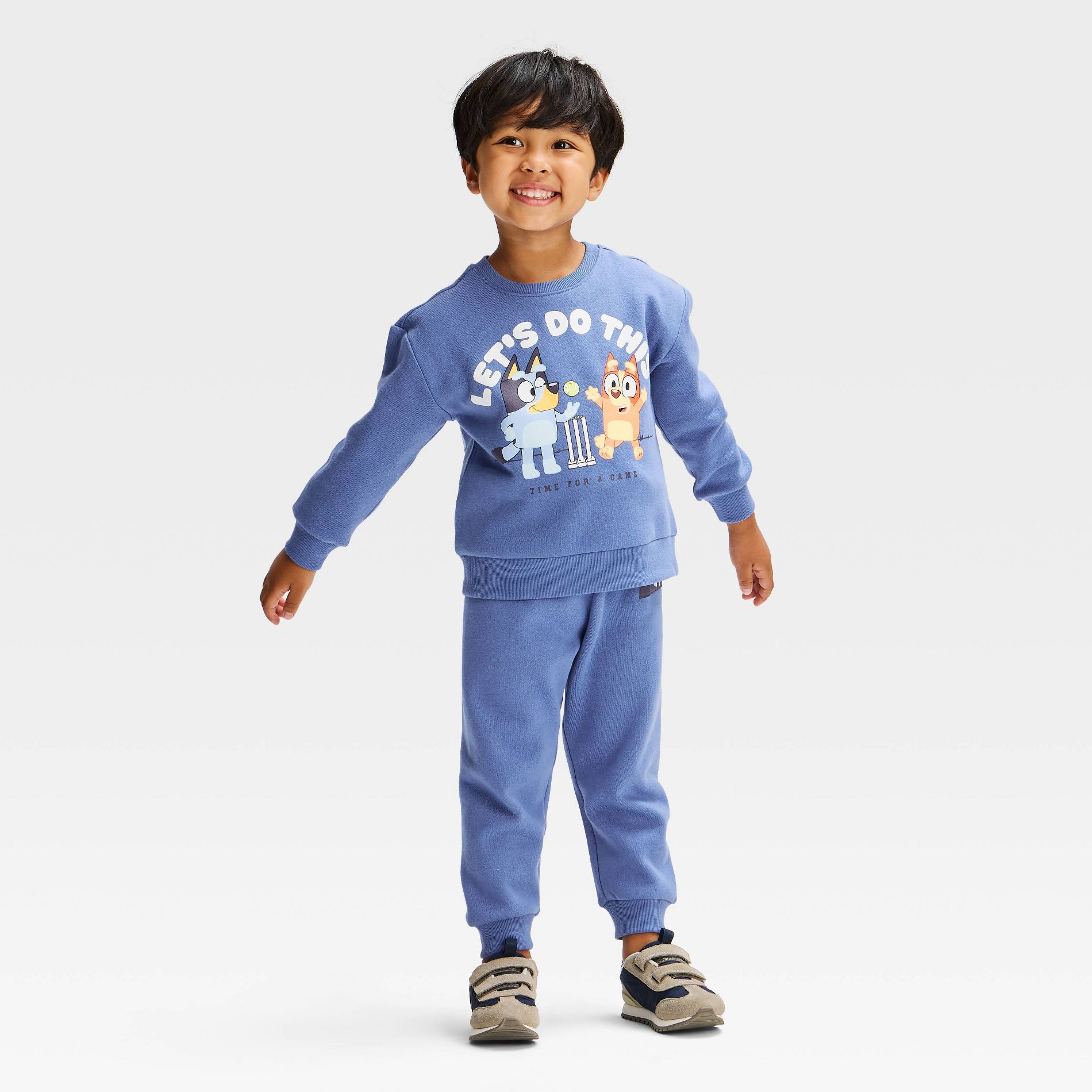 Toddler Boys' 2pc Bluey "Let's Do This" Fleece Sweatshirt and Pants Set - Blue