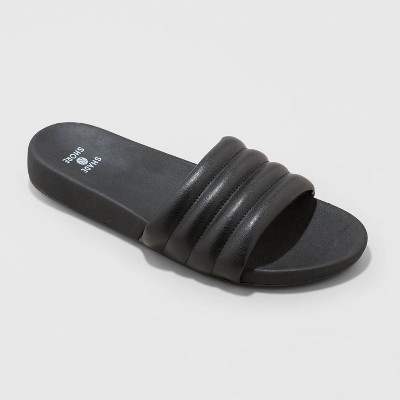 Women's Kendra Solid Slide Sandals - Shade & Shore™ Black 5