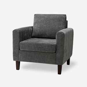 Deionides Tufted Wooden Upholstered  Comfy Club Chair for Bedroom and Living Room with Wood Legs | ARTFUL LIVING DESIGN - 1 of 4