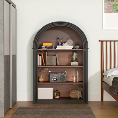 45.66" Floor Arched Bookcase with Open Display Shelves, Large Storage Bookshelf for Bedroom, Living Room, or Study – The Pop Home