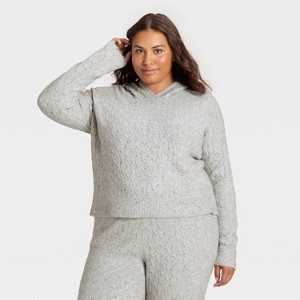 Women's Cashfeel Cable Knit Hooded Pullover Sweater - Auden™ - 1 of 3