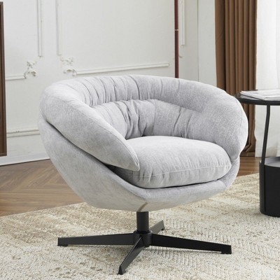 NicBex Chenille Accent Chair with Metal Base Frame,Modern Swivel Chair with Removable Cushion for Bedroom,Reading Room