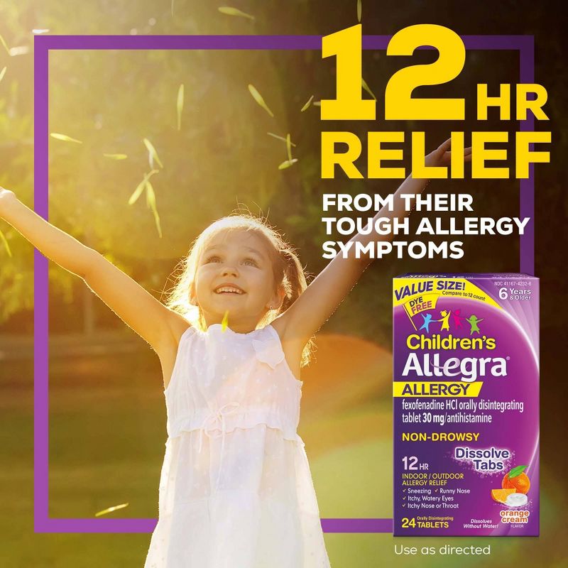 Children's Allegra Allergy Relief Dissolving Tablets - Fexofenadine Hydrochloride - Orange Cream - 24ct, 6 of 10