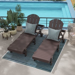 WestinTrends Malibu Adirondack Poly Reclining Chaise Lounge With Wheels (Set of 2pcs) - 1 of 3