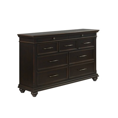 Transitional Black 9-Drawer Dresser with Felt-Lined Drawers