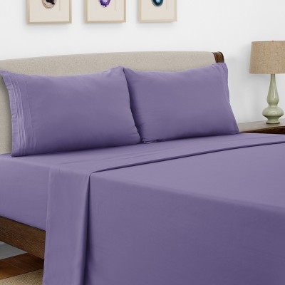 Microfiber Sheets Set 4 Piece Solid Sheet Set Deep Pocket Bed Sheets Plain Bedding with Pillowcases  - Lux Decor Collection