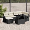 vidaXL 7 Piece Patio Sofa Set with Cushions Black and Cream Poly Rattan - without storage - 2 of 4