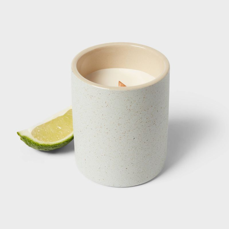 6oz Matte Textured Ceramic Wooden Wick Candle Blue/Seagrass and Bergamot - Threshold&#8482;, 4 of 7
