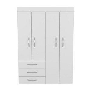 SEVOBAL Armoires Adjustable Armoire Double Door Cabinet with Three Drawers and Two Shelves for Bedroom Storage, White, 18.5"*46.9"*68" - 1 of 4