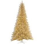 Vickerman 6.5' White-Gold Tinsel Artificial Christmas Tree, Clear Dura-lit Incandescent Mini Lights
