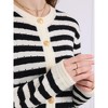 INSPIRE CHIC Women's Striped Spring Casual Long Sleeve Ribbed Knit Sweater Cardigan - 4 of 4