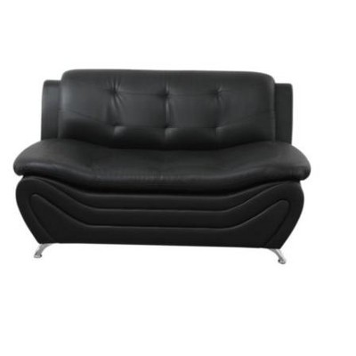 DOMETOUR Modern Faux Leather Loveseat - Living Room Sofa Black