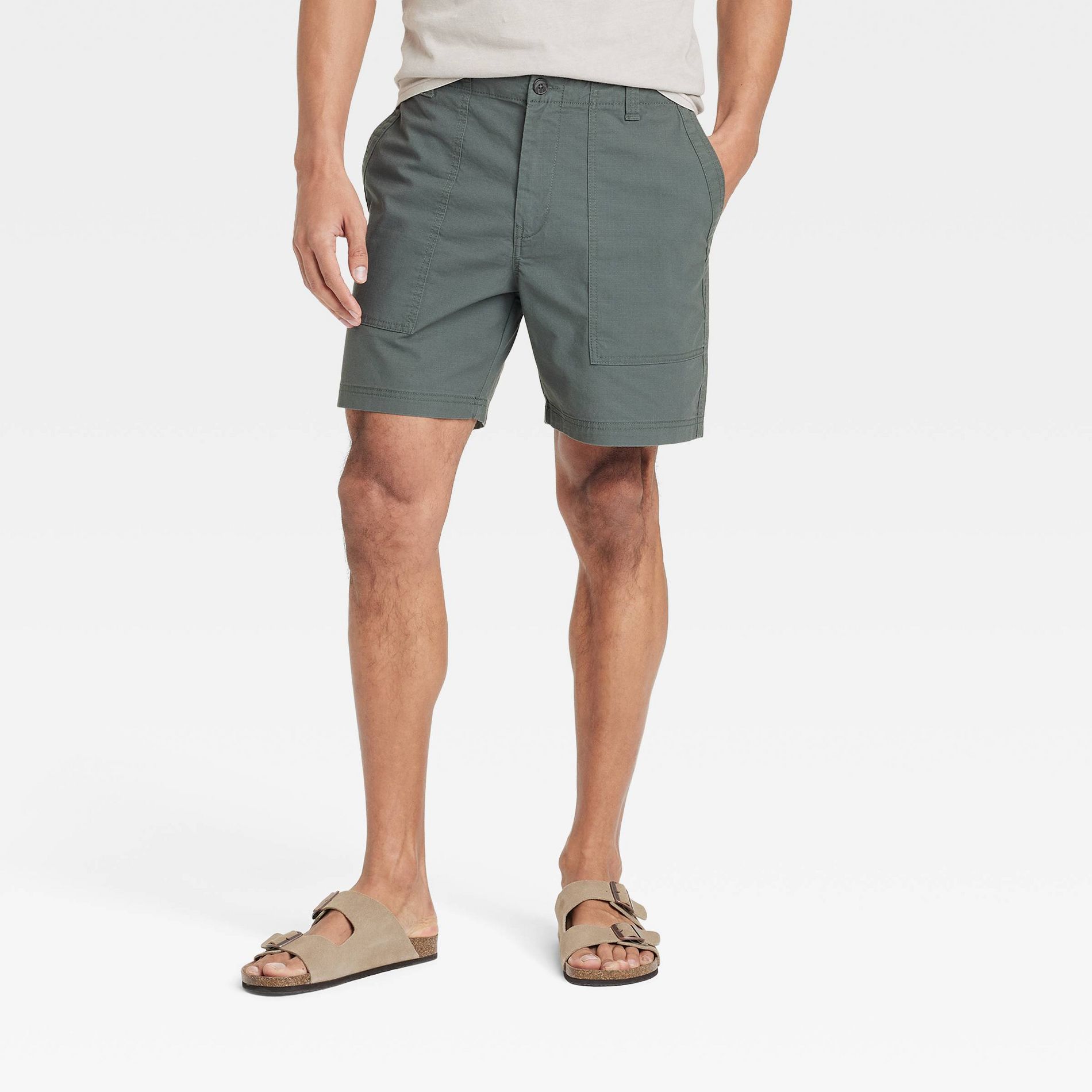 Men's 7" Ripstop Shorts - Goodfellow & Co™ Forest Green M: Midweight Cotton-Spandex, Woven