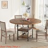 Round Dining Table for 4, Kitchen Dining Room Circle Dinner Pedestal Table w/ Storage Shelves & Roman Metal Legs - 3 of 4