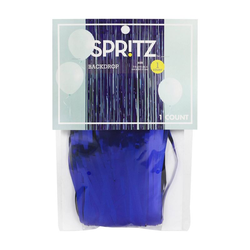 Holographic Metallic Fringe Backdrop Blue - Spritz&#8482;, 1 of 8