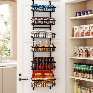 SUGIFT Over-the-Door Pantry Organizer 6-Tier Adjustable Metal Storage Rack with Snap-On Baskets & Sticky Trays - 1 of 4