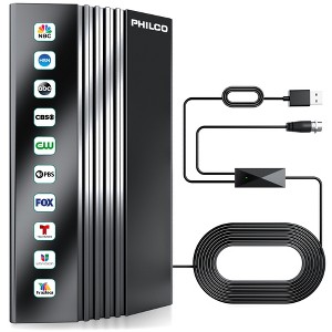 PHILCO Modern 4K HDTV Antenna with Amplifier, Indoor/Outdoor, Supports UHF/VHF, Free Digital Local Channels - 1 of 4