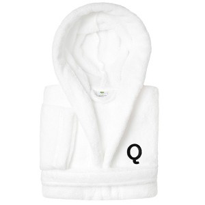Personalized Linum Kids 100% Polyester SUPER PLUSH Double Brushed Hooded Bathrobe in Black Bookman Font - 1 of 3