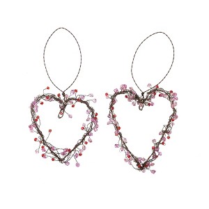 Transpac Wire Hanging Hearts w/Red Beads Set of Home Decorations Set of 2 Valentines - 1 of 2