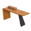 Vynxaria 63" Teak Computer Desk with Monitor Stand Rustic Industrial Style Executive Writing Table for Home Office - 3 of 4