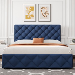 coucheta Bed Frame with Headboard and 4 Storage Drawers, Upholstered  with Stitched Button Tufted - 1 of 4