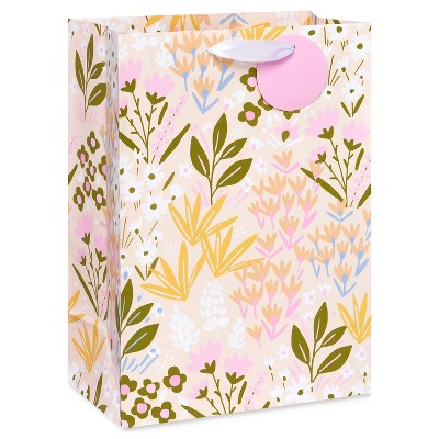 Medium Painted Floral Gift Bag With Tissue Paper; 1 Gift Bag And 6