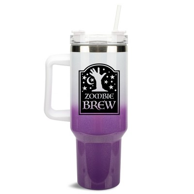 100 North Zombie Brew RIP Tombstone Halloween Wrap-Around 40 Oz. Stainless Steel Water Bottle Coffee Mug, Spill & Leak Resistant, Travel Tumbler with