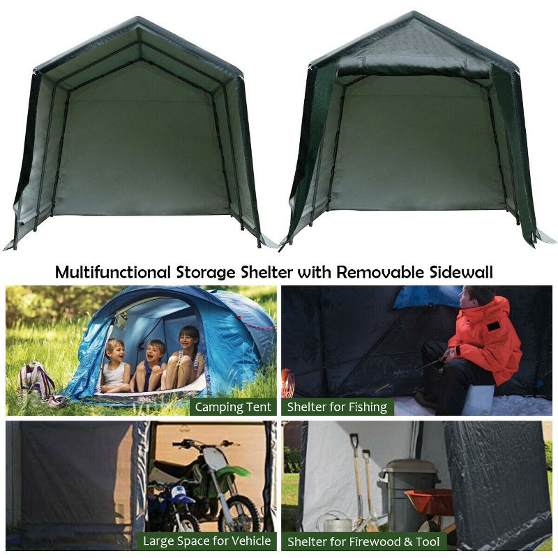 Costway 8'x14' Patio Tent Carport Storage Shelter Shed Car Canopy Heavy Duty Green, 5 of 11