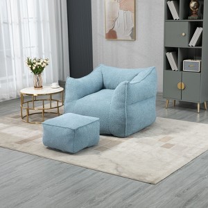 NicBex Boucle Fabric Bean Bag Chair for Adults and Kids,Lazy Sofa Chair with Armrests and Footstool,Modern Lounge Chair for Living Room - 1 of 4