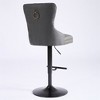 Set of two modern upholstered bar height swivel stools with tufted backs and studded accents, height adjustable - 4 of 4