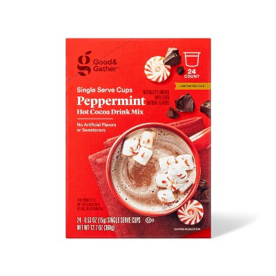 Peppermint Naturally Flavored With Other Natural Flavors Hot Cocoa Drink Mix Single Serve Cups 24ct Good Gather Target