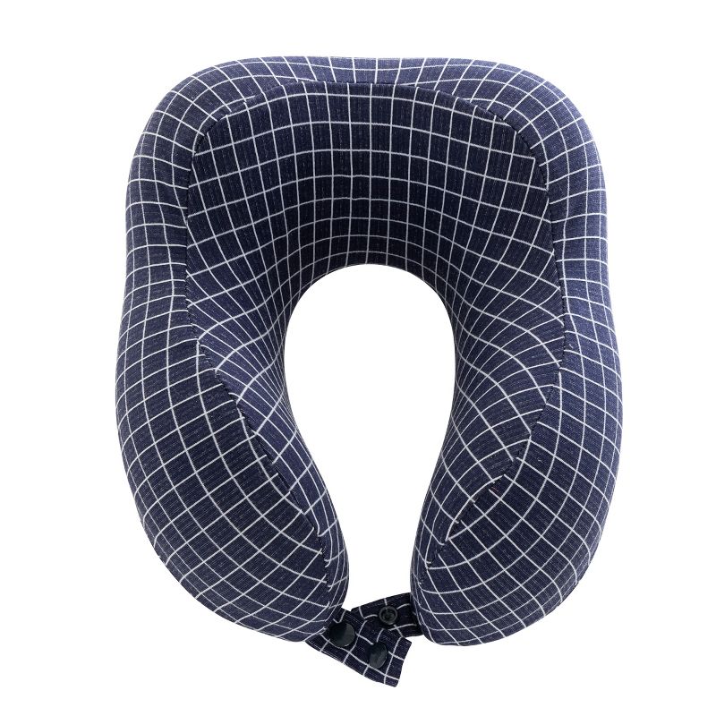Travel Pillow - Memory Foam Pillow with Washable Cover - Neck Pillows for Sleeping on Airplanes, Trains, Cars, and Buses by Home-Complete (Navy), 2 of 9