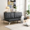 67.32'' WOOD FRAME, STAINLESS LEG, FUTON, SOFA BED BLACK PVC - 2 of 4