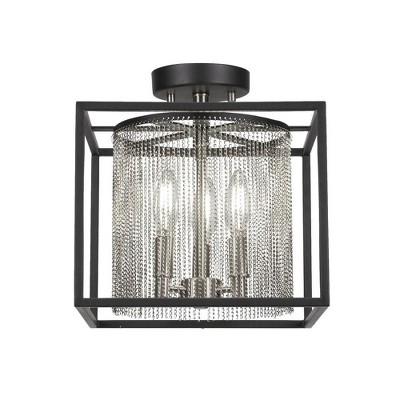 Toltec Lighting Cadina 3 - Light Flush Mount in  Matte Black/Brushed Nickel
