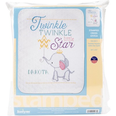 Janlynn Stamped Quilt Cross Stitch Kit 34"X43"-Twinkle Twinkle Little Star