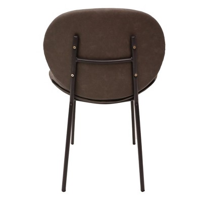 Elephant Grey Faux Leather Upholstered Metal Side Chair