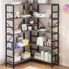 Homhougo 5 Tier Corner Bookshelf, Industrial Bookshelves, L Shape Tall Bookcase Gray - 3 of 4