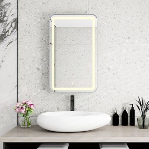 NicBex Oval/Rectangle Wall Cabinet with LED Lights,Storage Cabinet with Tempered Glass Shelves,Wall Mounted Bathroom Cabinet,Medicine Mirror Cabinet - 1 of 4